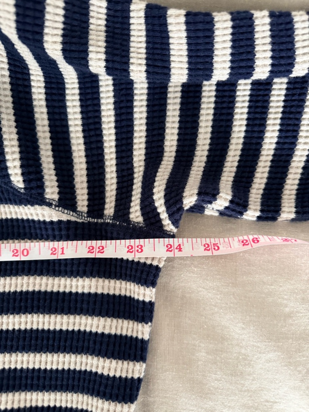 J.Crew Navy & White Striped Waffle Knit Shirt | Cozy Cotton Pullover - Picture 7 of 10